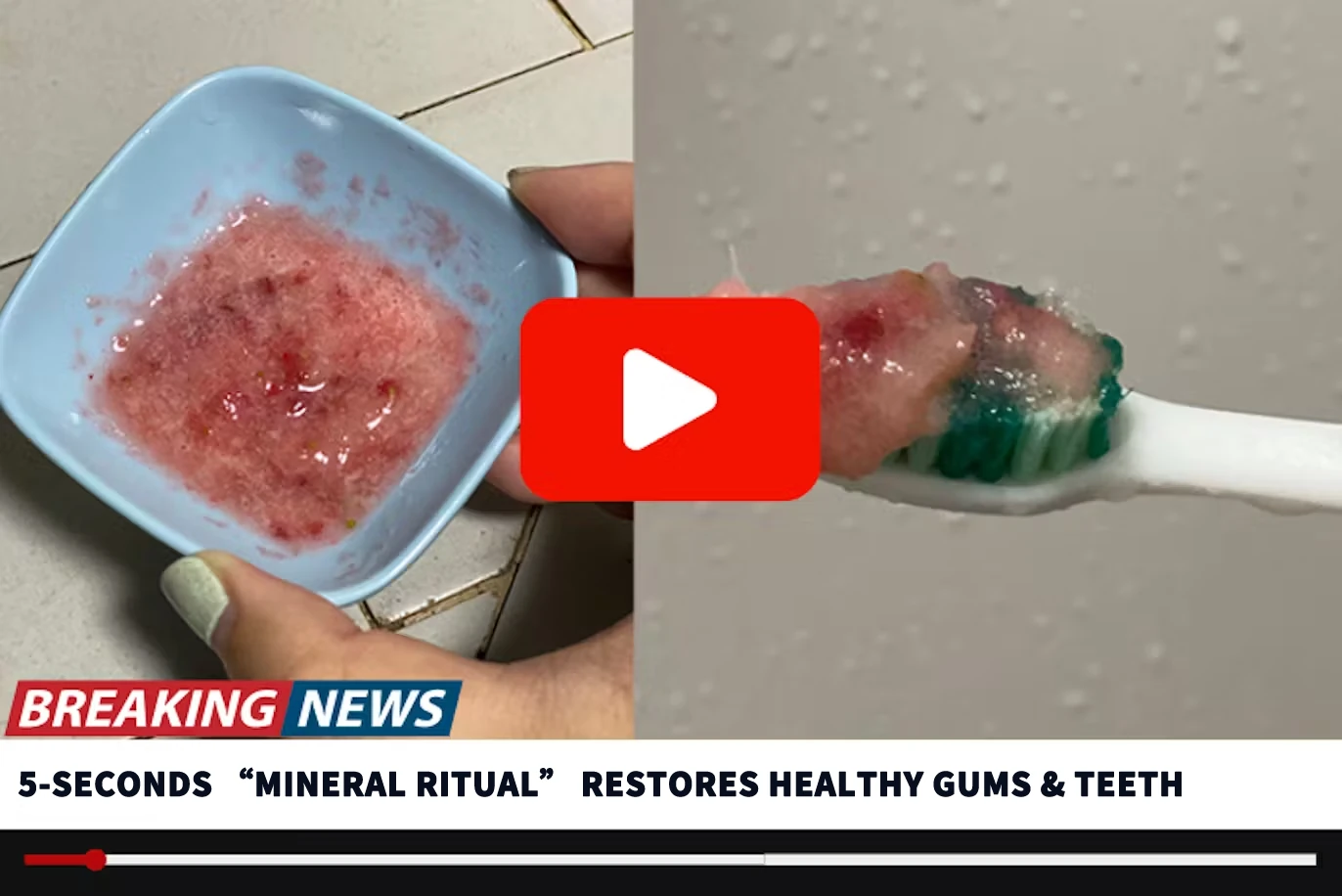 Video thumbnail showing a toothbrush with a red substance